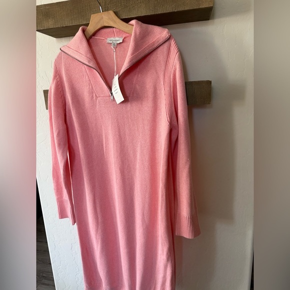 Free Assembly|Bubblegum pink sweater knit midi dress,half zip•Cotton,wool blend• - Picture 9 of 13